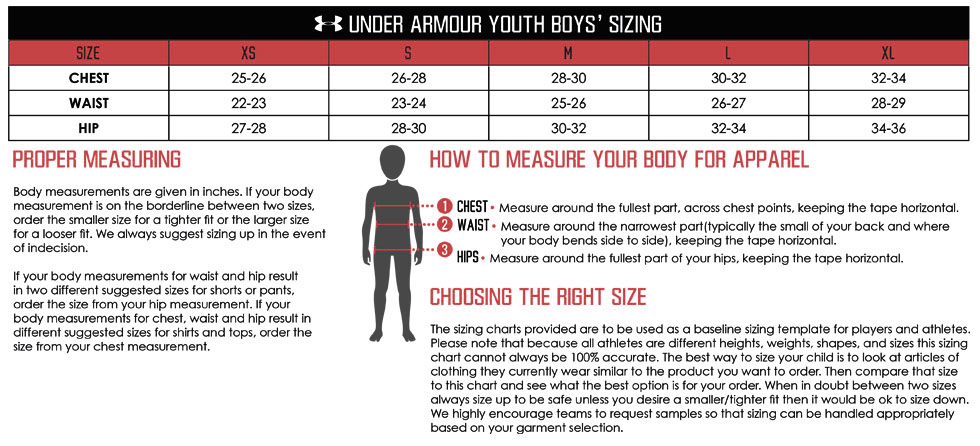 Under Armour Toddler Size Chart